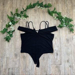 Black off the shoulder bodysuit